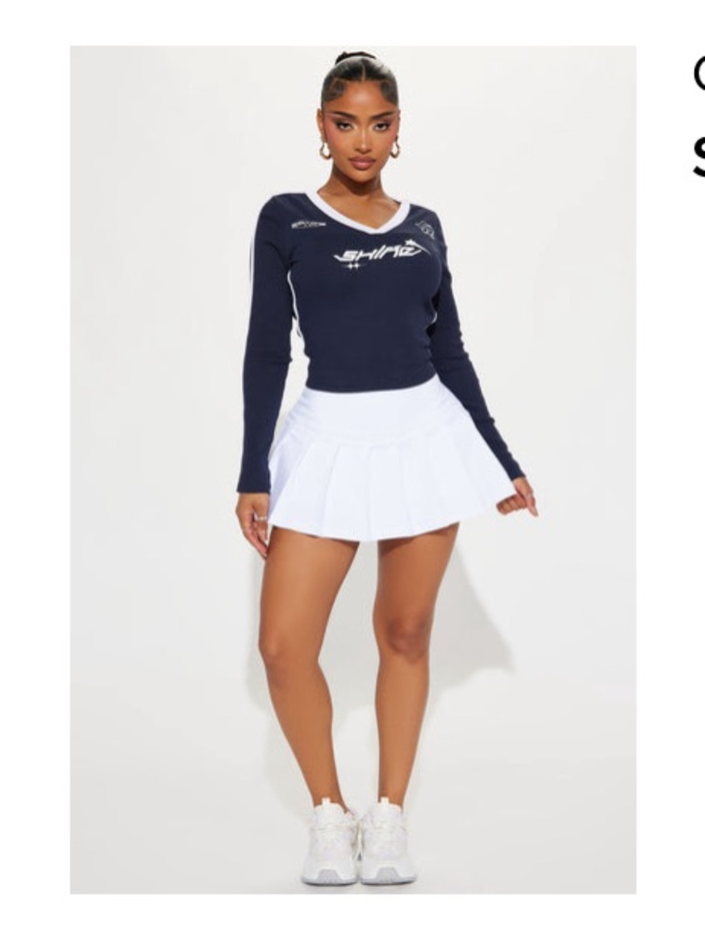White Ruched Athletic Mini Skort | Sporty Tennis Vibes TALL XS